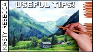 How to draw a LANDSCAPE using COLOURED PENCIL [upl. by Sky9]