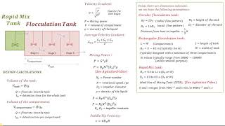 Flocculation Tank Design Calculations  RAPID MIX AND FLOCCULATION Water Treatment [upl. by Nosral]