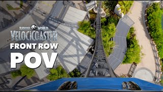 Front Row POV Jurassic World VelociCoaster  Islands of Adventure [upl. by Edras]