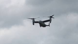 V22 Osprey landing in a small town in Denmark quotJetblastquot [upl. by Diamante92]