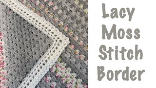 Simple Crochet Lacy Moss Stitch Border easy amp pretty [upl. by Anihsit263]