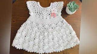 Vestido para bebe tejido a crochet 0 a 3 meses  tejidosbebe [upl. by Orihakat426]