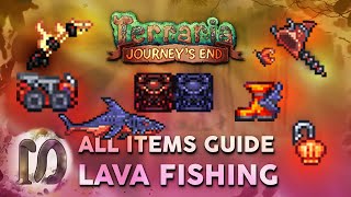 ALL LAVA FISHING ITEMS in Terraria 14 Journeys End Full Guide New Lava fishing Terraria [upl. by Schwenk]