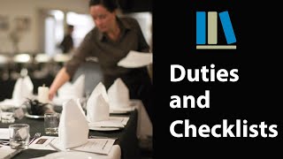 DUTIES AND CHECKLISTS  Food and Beverage Service Training 8 [upl. by Elleirbag370]