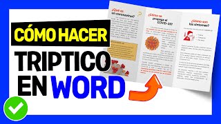 Como hacer TRIPTICO EN WORD 2019 2016 2013 ✅  Brochure o Folleto 001 [upl. by Nauqel312]