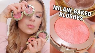 MILANI BAKED BLUSHES Review  Swatches [upl. by Tut]