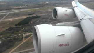 IBERIA A340600 MADBOG Taking off from Madrid [upl. by Vergne]