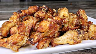 AIR FRIED Garlic Parmesan Chicken Wings Recipe [upl. by Eillas351]