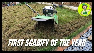 First lawn scarification of the year [upl. by Torp]