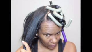 Flexi rod set on Flat ironed natural hair [upl. by Sevein658]