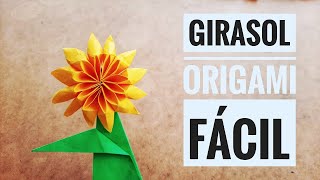 🌻 GIRASOL 🌻 de papel Origami FÁCIL ✅  PASO A PASO [upl. by Dnomrej]