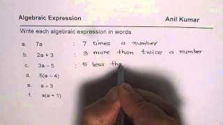 How to Write Algebraic Expressions in Words and Phrases [upl. by Meryl607]