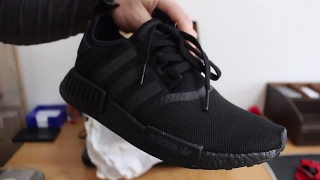 Adidas NMD R1 Triple Black Unboxing and Review [upl. by Bixby]