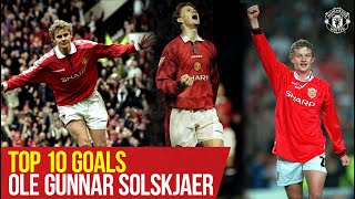 Ole Gunnar Solskjaer  Top Ten Goals  Manchester United  25 years at Old Trafford [upl. by Collimore51]