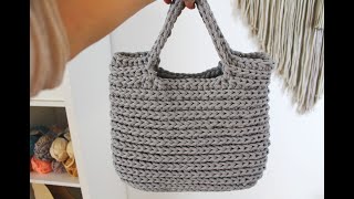 Torba shopperka na szydełku Kamelia Crochet shopper bag tote bag tutorial [upl. by Retluoc]