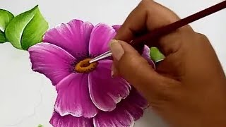 Pintura Textil Pintura En Tela  Como Pintar Flores Fácil [upl. by Holbrooke840]