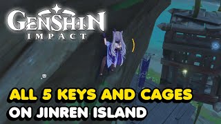 All 5 Key amp Cage Locations On Jinren Island In Genshin Impact Inazuma [upl. by Latrena583]