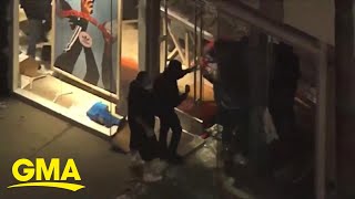 Riots looting break out in California after George Floyd killing l GMA [upl. by Nasus950]