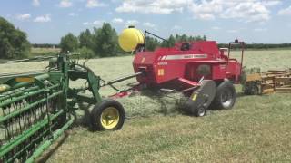 Baling horse hay with the new Massey Ferguson 1840  Second Cutting 17 [upl. by Ecnarepmet351]