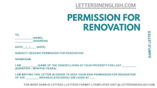 Permission Letter for Renovation Work – Sample Letter Requesting Permission for Renovation [upl. by Wanda]