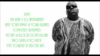 Biggie 10 Crack Commandments Lyrics [upl. by Aiuoqes893]