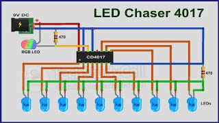 How to make LED Chaser circuit with only 4017 IC [upl. by Dirraj]