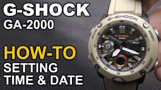 GShock GA2000  Setting Time and Date tutorial [upl. by Yehudi930]