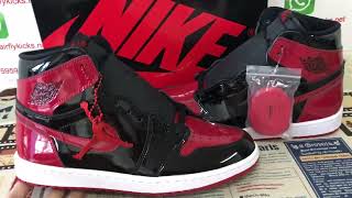 Air Jordan 1 Retro High OG Patent Bred Review [upl. by Caryn337]