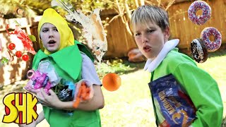 Food Fight Challenge SuperHeroKids Funny Family Videos Compilation [upl. by Nailil]