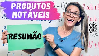 PRODUTOS NOTÁVEIS  Resumão  MATEMÁTICA 8º ANO \Prof Gis [upl. by Acinat867]