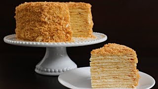 Napoleon Cake Recipe  Russian Torte Napoleon [upl. by Kinemod376]