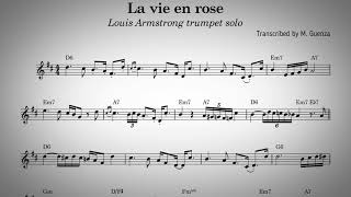 La vie en rose  Louis Armstrong solo transcription with backing track  Bb instruments [upl. by Notlem]