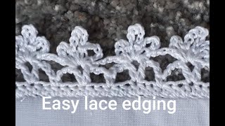 CROCHET LACE EDGING  VERY EASY [upl. by Enimzzaj]