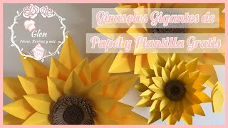 Girasoles Gigantes de Papel  Plantilla Gratis  Fáciles 🌻 [upl. by Bohon]