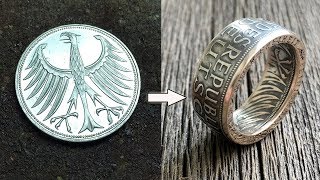 Old Coin Turned into an Amazing Ring How Its Made  Münzring Silber Deutsche Münze 5 Mark [upl. by Jemina]