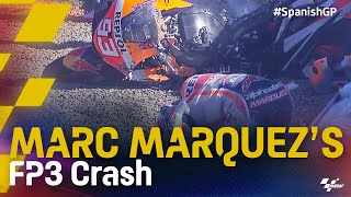 Marc Marquezs FP3 crash  2021 SpanishGP [upl. by Aloeda]