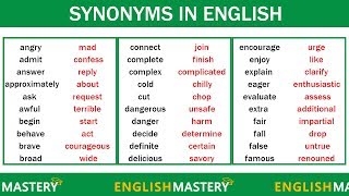 Learn 150 Common Synonyms Words in English to Improve your Vocabulary [upl. by Eniladam]