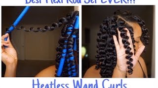 Natural Hair Flexi Rod Set l Heatless Wand Curls [upl. by Kalin503]