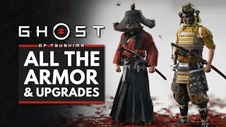 Ghost of Tsushima  All Armor Sets Outfits amp Upgrades [upl. by Cicenia809]