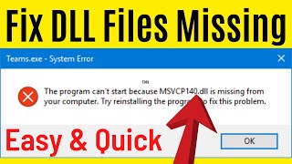 How to Fix All DLL Files Missing Error in Windows 1087 PC for FREE  Easily amp Quick Way [upl. by Anawyt]