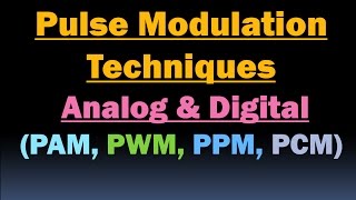 Pulse Modulation Techniques PAM PWM PPM PCM Pulse Amplitude Pulse Width Pulse Position Code [upl. by Sissie]