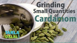 Grinding small quantities of cardamom by Tarla Dalal [upl. by Petula]