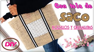 BOLSO EN TELA DE SACO  Yuyis Creations [upl. by Inalem]