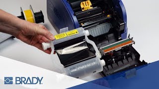 BradyPrinter i3300 Industrial Label Printer  How To Load Print Ribbons and Materials [upl. by Adriel595]