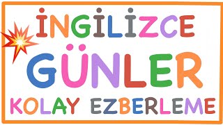 İNGİLİZCE GÜNLER  KOLAY EZBERLEME [upl. by Akiemehs]