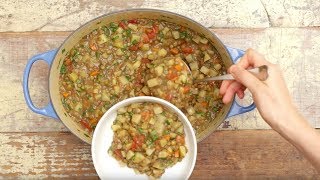 Easy Lentil Vegetable Soup  Forks Over Knives [upl. by Yliak]