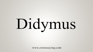 How To Say Didymus [upl. by Eikcir]