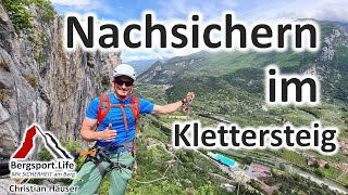 Klettersteig  Nachsteiger sichern mit Seil [upl. by Friedly]