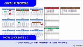 How to Create Excel Calendar for Specific Year with Automatic Date Marker [upl. by Annoyek]