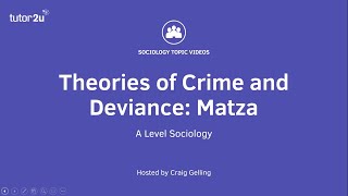 Theories of Crime amp Deviance  Matza  A Level Sociology [upl. by Laurie675]